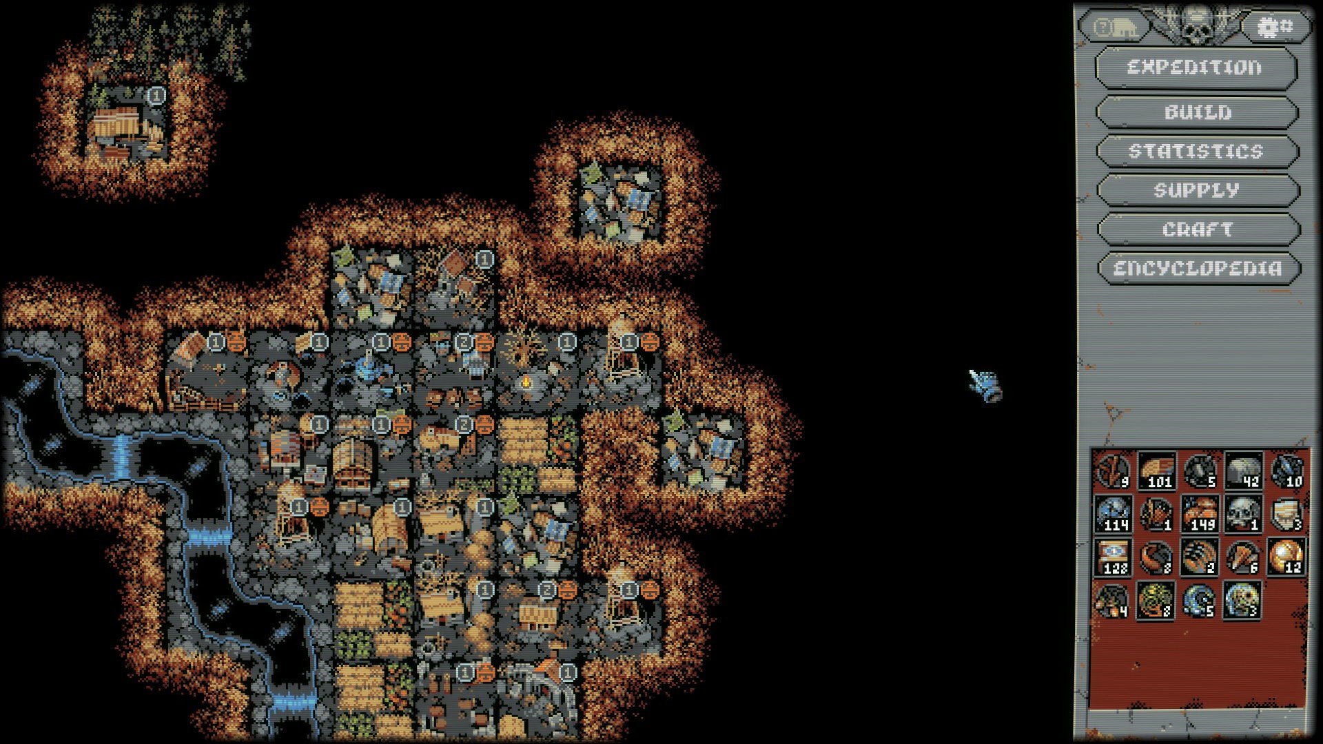 A base full of watchtowers, villages, and farms