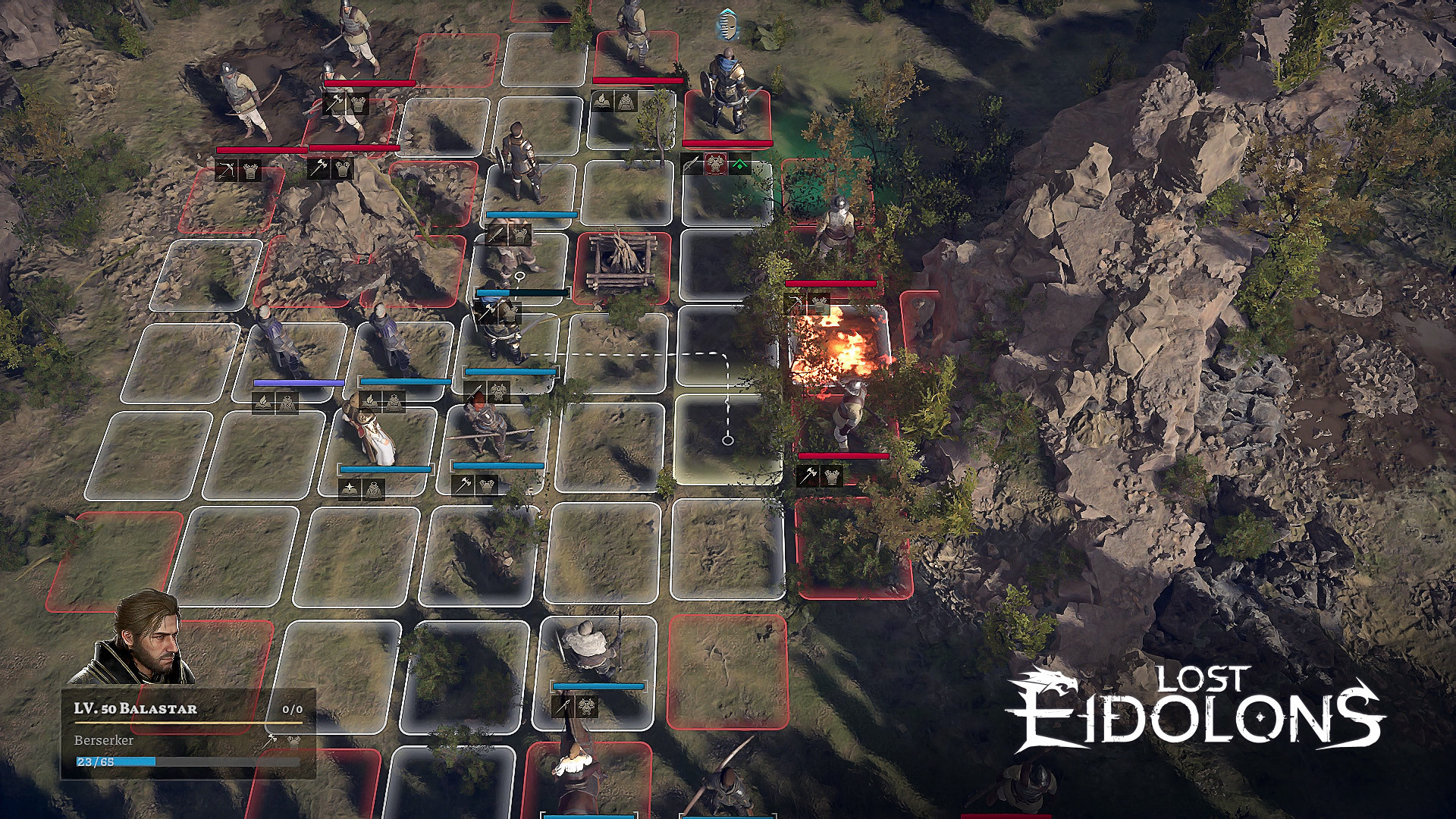 Lost Eidolons screenshot showing off the turn-based combat mechanics.