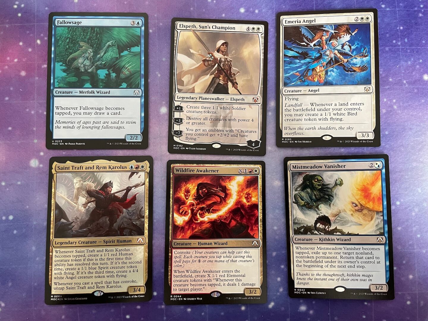 An image of key cards from Divine Convocation, a Magic: The Gathering March of the Machine Commander Deck