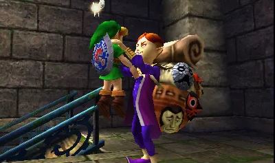 Link and the Happy Mask Salesman in Majora's Mask