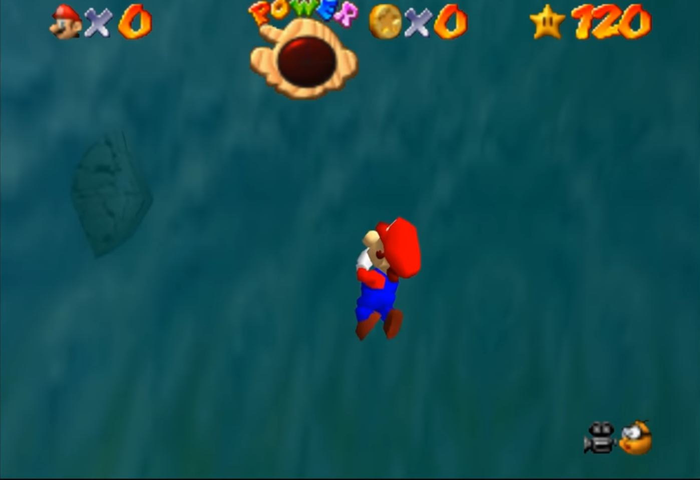 Mario drowning in Super Mario 64 