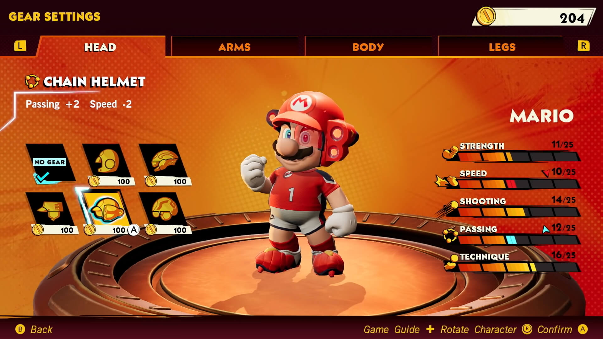 Mario Strikers Battle League's Character Menu