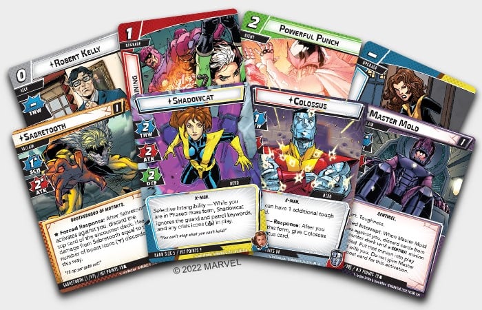 A handful of playing cards featuring the X-Men