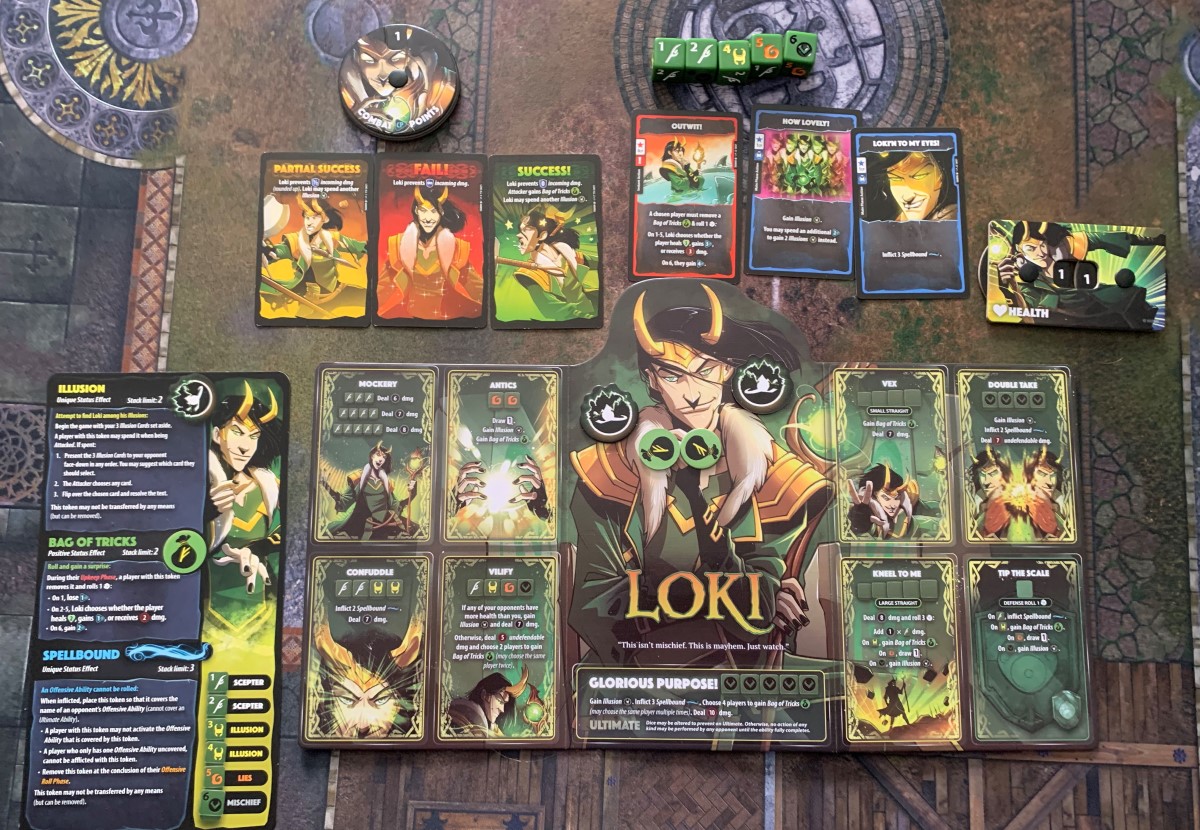 Loki's Hero Board from Marvel Dice Throne