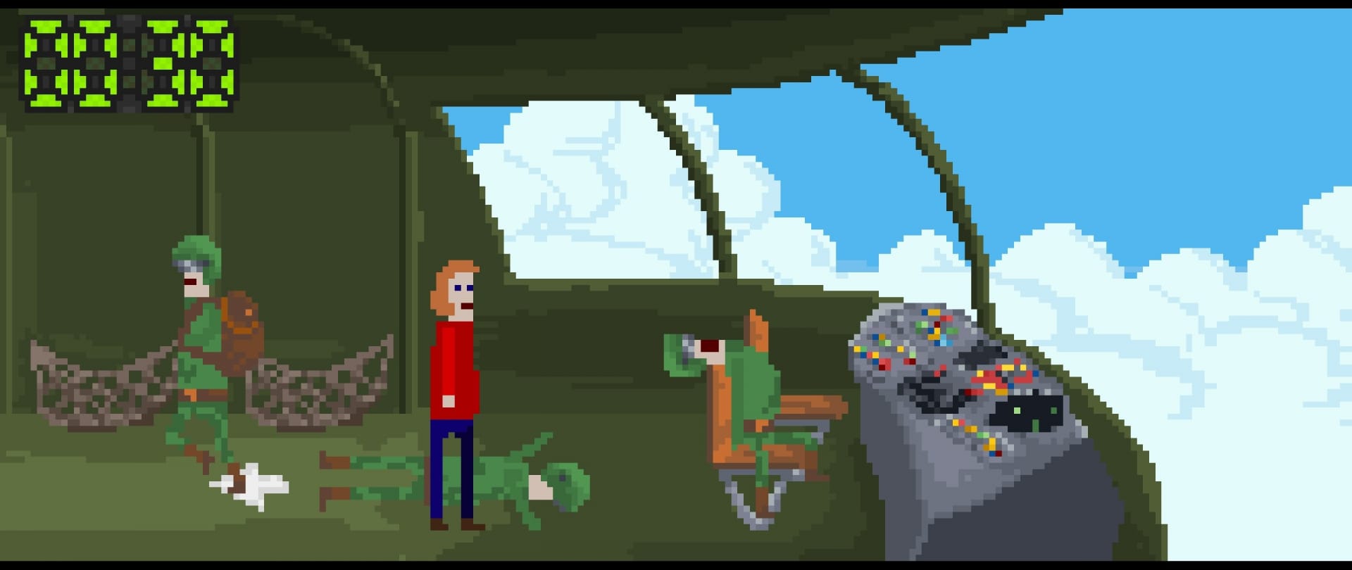 McPixel finds himself on a doomed airplane in McPixel 3