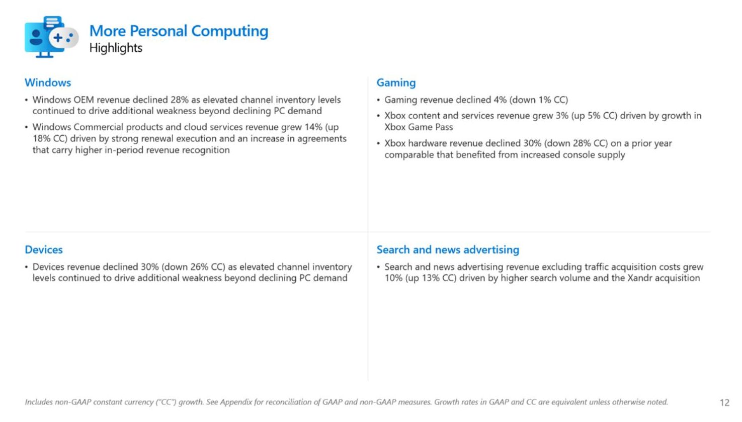 Microsoft More Personal Computing Results