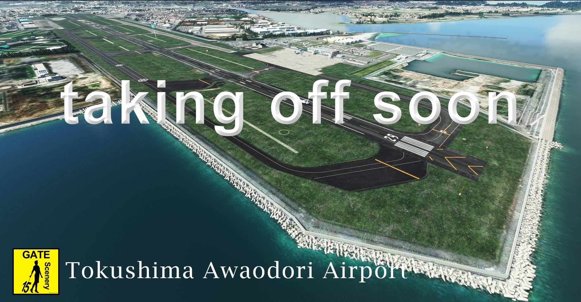 Yukarıdan Microsoft Flight Simulator Tokushima Havaalanı