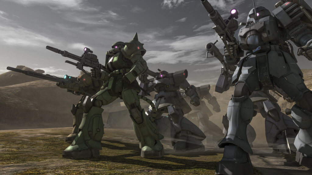 Several mecha in Mobile Suit Gundam Battle Operation 2 on PS5
