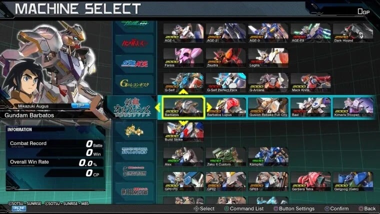 Mobile Suit Gundam Extreme VS. Maxiboost On Choices