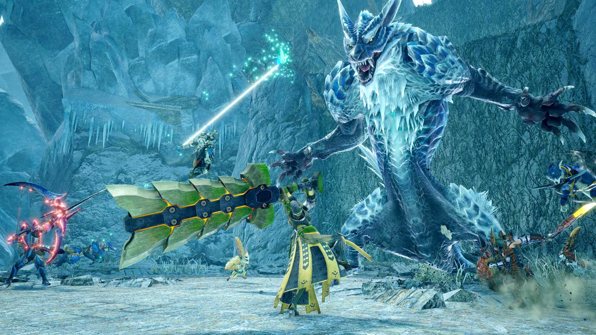 The player swinging a massive sword at a monster in Monster Hunter Rise: Sunbreak