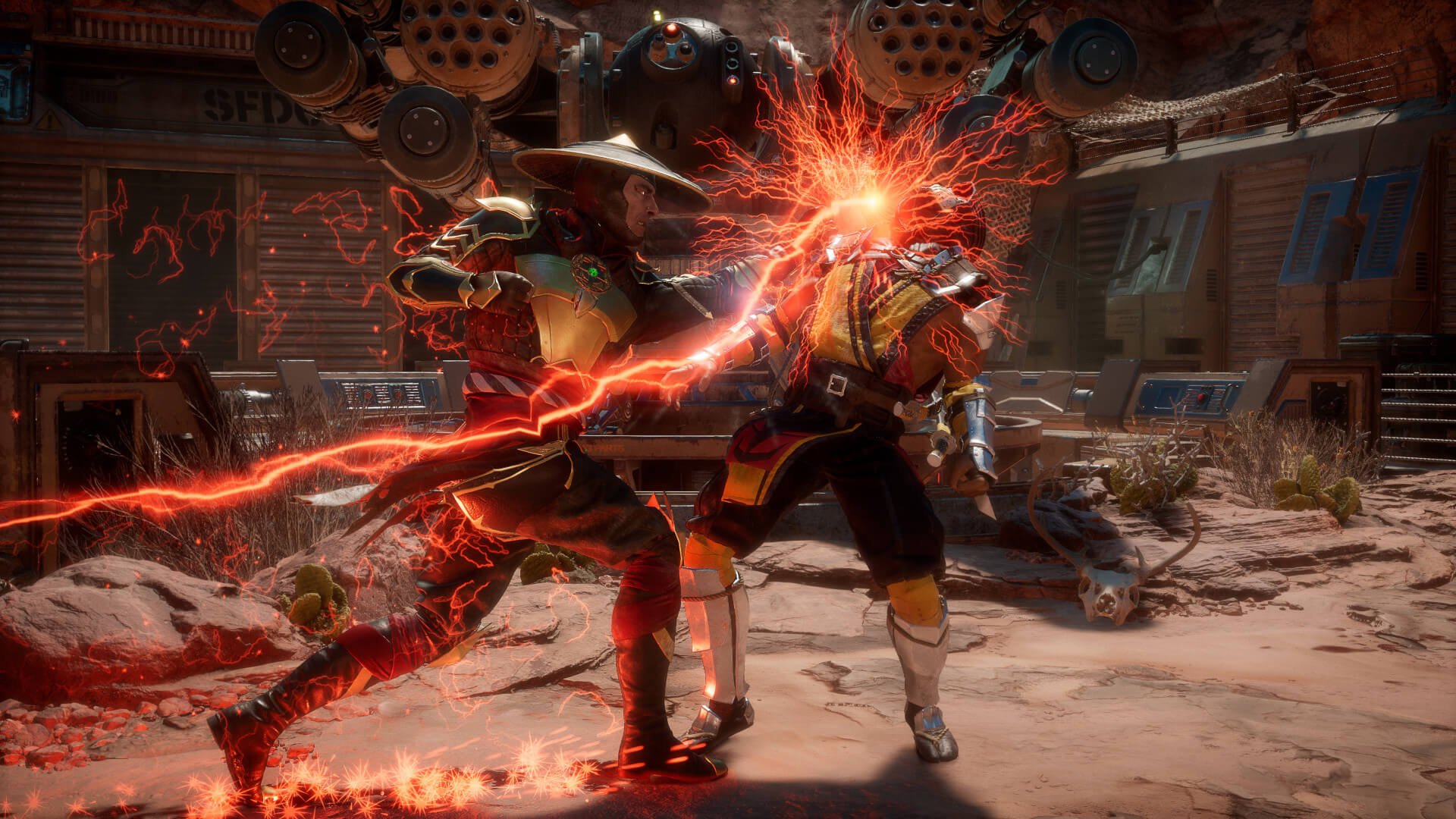 Raiden punching Scorpion in Mortal Kombat 11, the Switch port of which was developed by new Embracer Group acquisition Shiver Entertainment