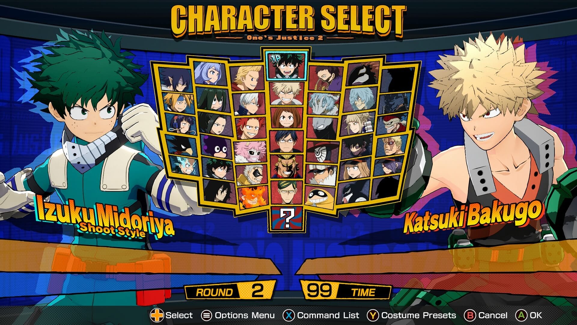 My Hero One's Justice Character Select