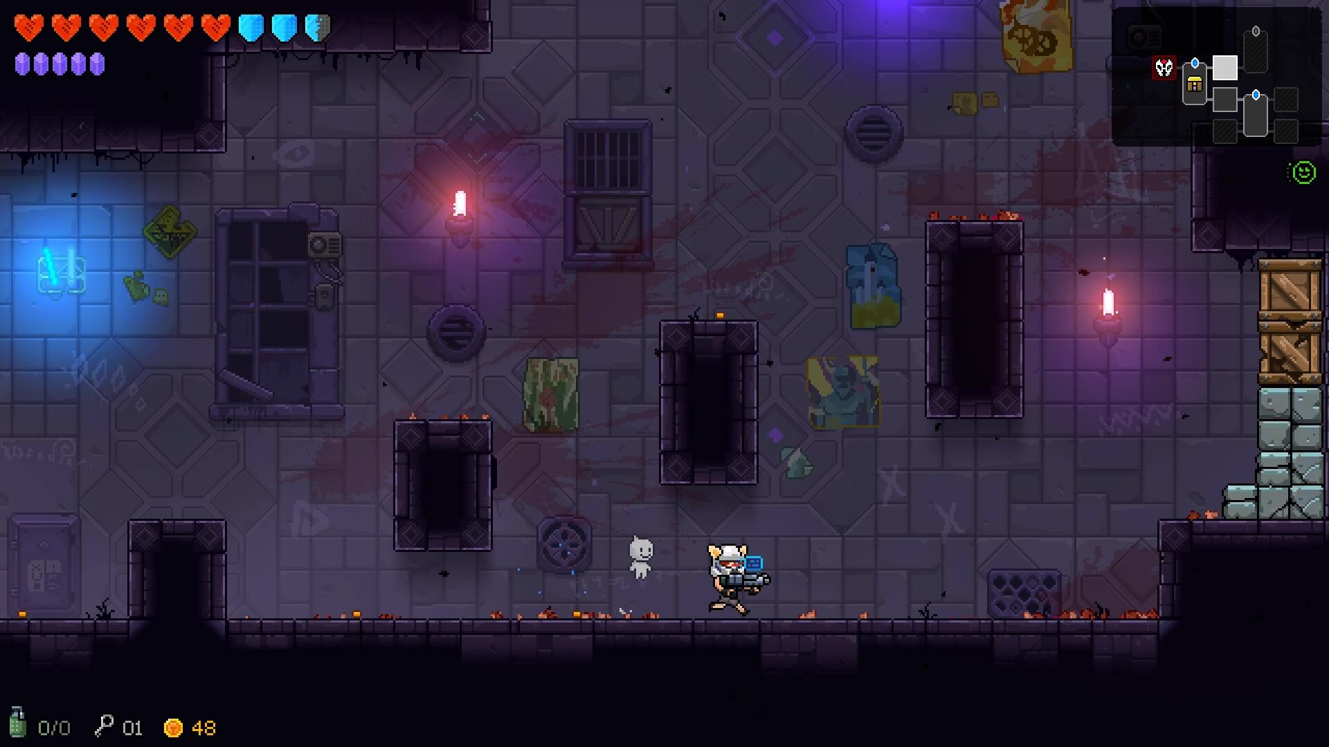 Exploring a dungeon in Neon Abyss