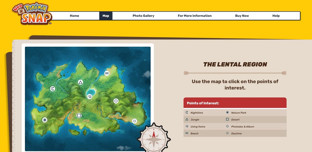 The Explore the Lental Region site for New Pokemon Snap