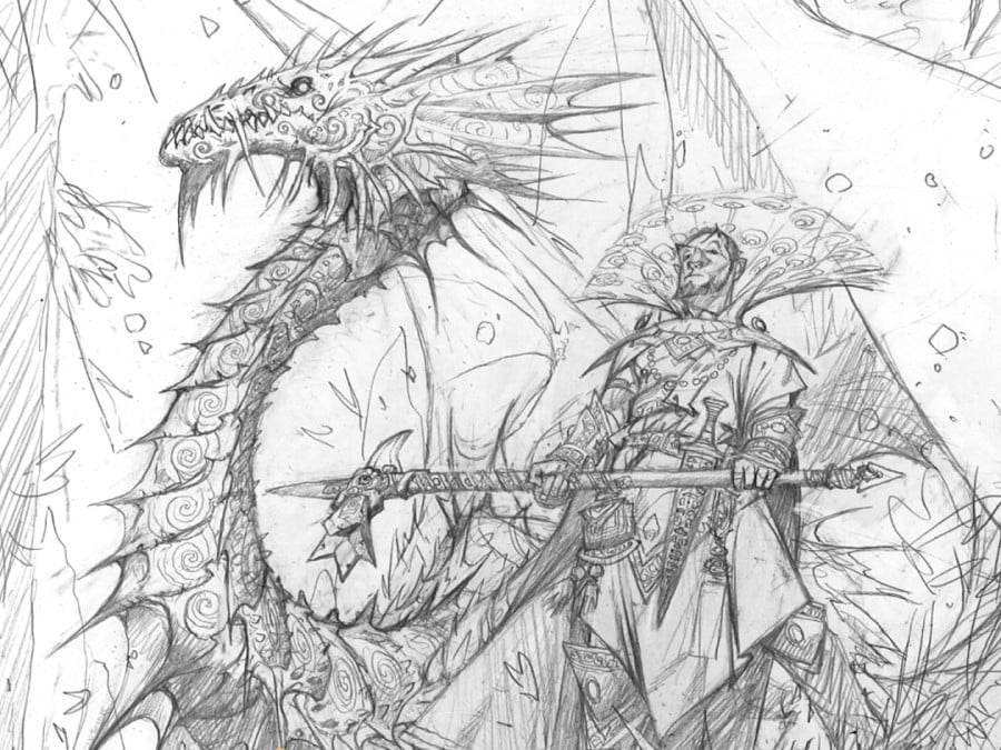 Cover artwork for Pathfinder Second Edition Remaster GM Core book, featuring pencil sketch artwork