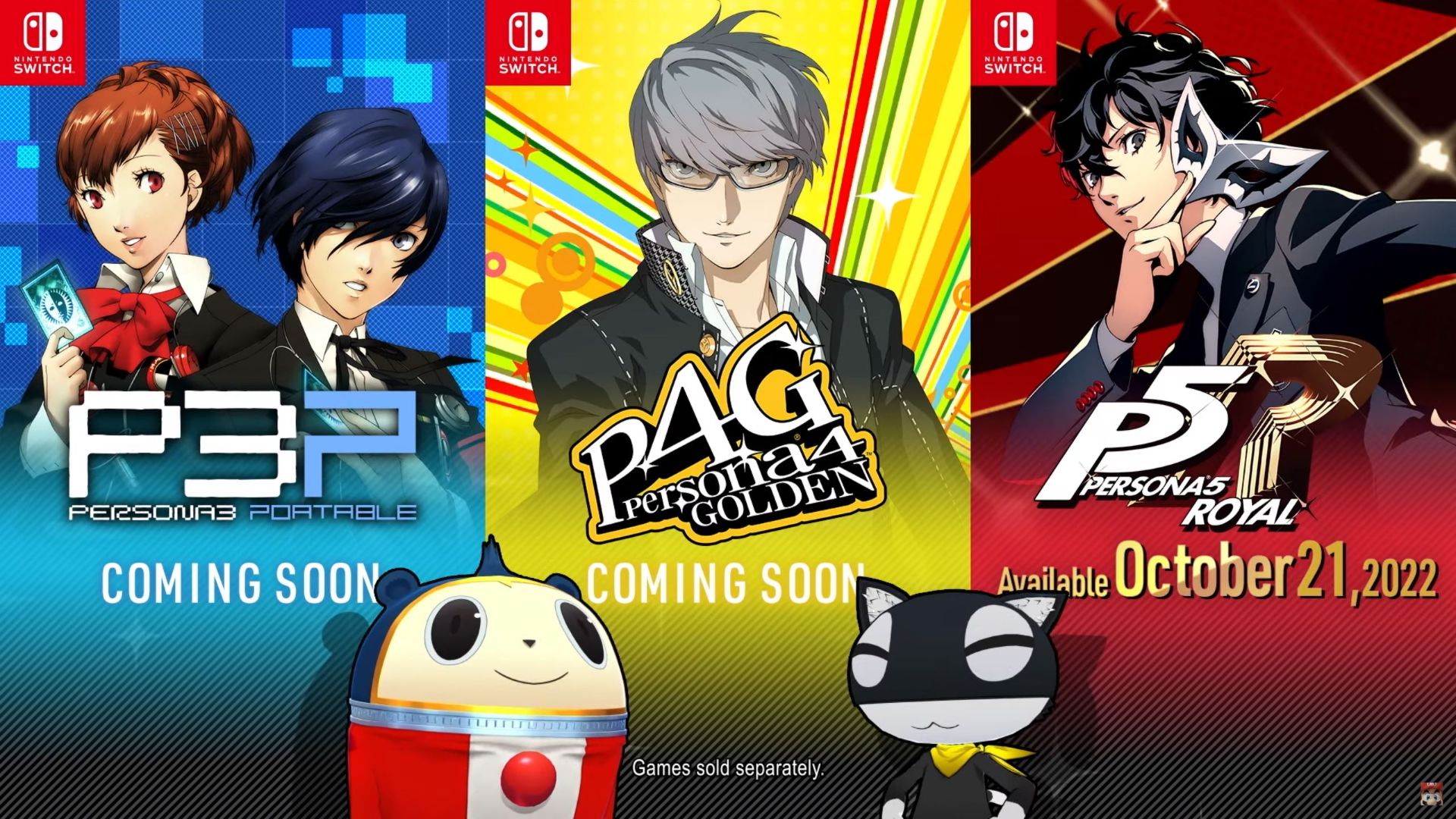 Banner images for the new Persona Switch ports in today's Nintendo Direct Mini