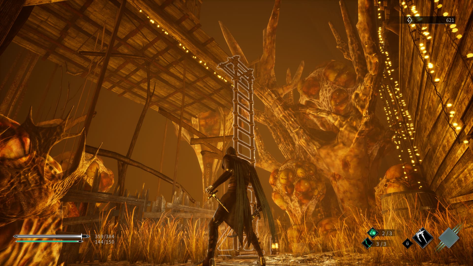 Photo of the ladder in the first level of Thymesia, How to prepare for the first boss in Thymesia 