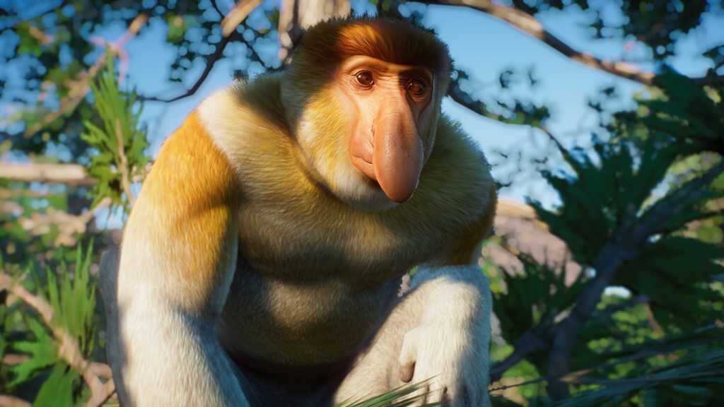 The new proboscis monkey in the Planet Zoo DLC Southeast Asian Animals Pack