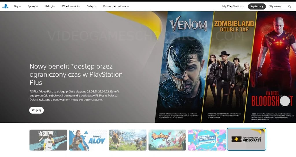 The now-deleted listing for the PlayStation Plus Video Pass service in Poland