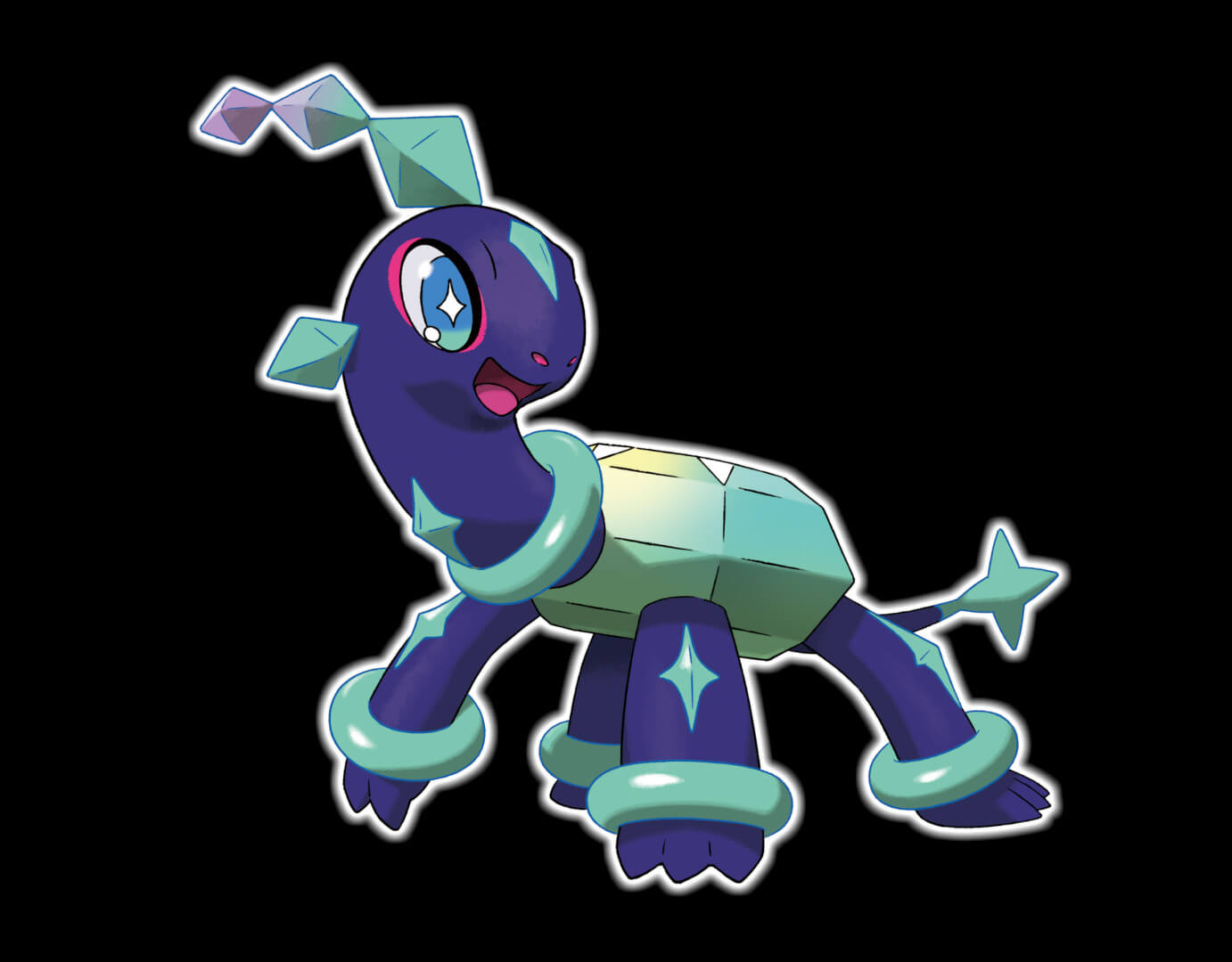 Artwork for the new mysterious turtle Pokemon revealed as part of the upcoming Pokemon Scarlet and Violet DLC