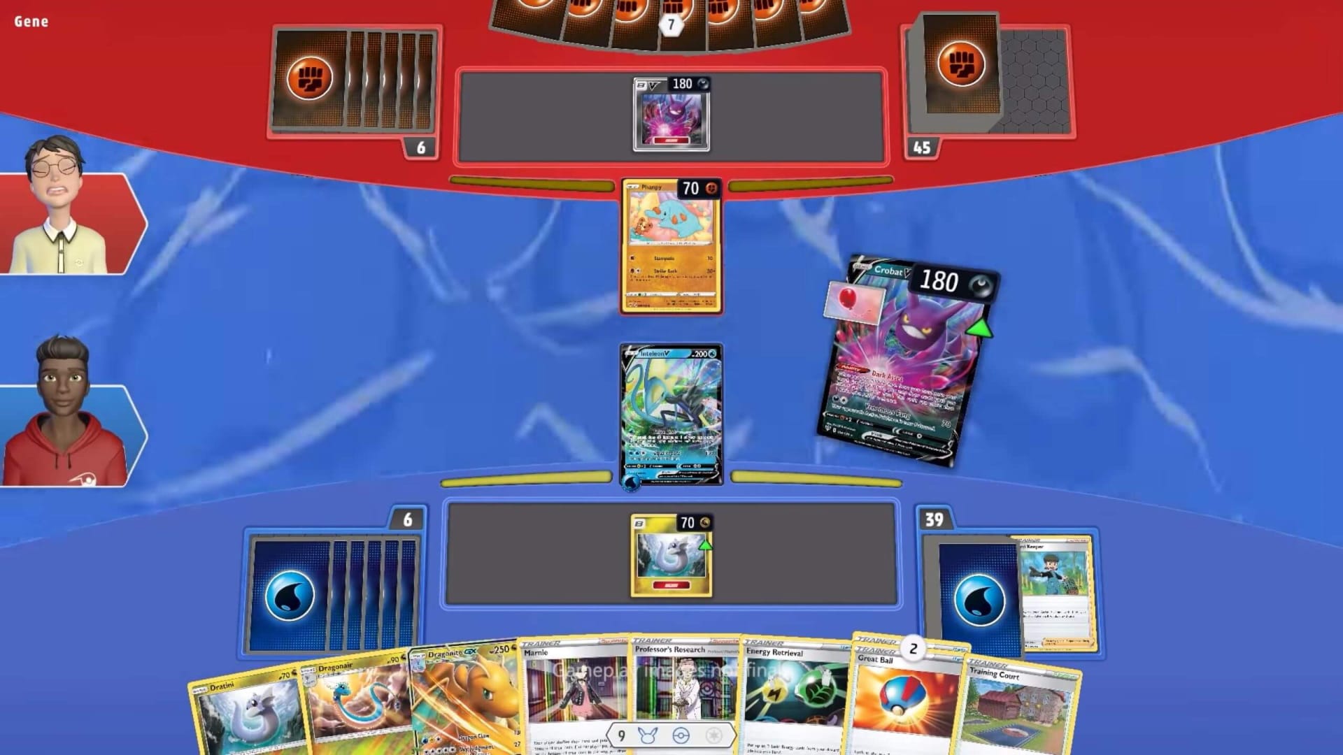 Two players battling it out in Pokemon TCG Live