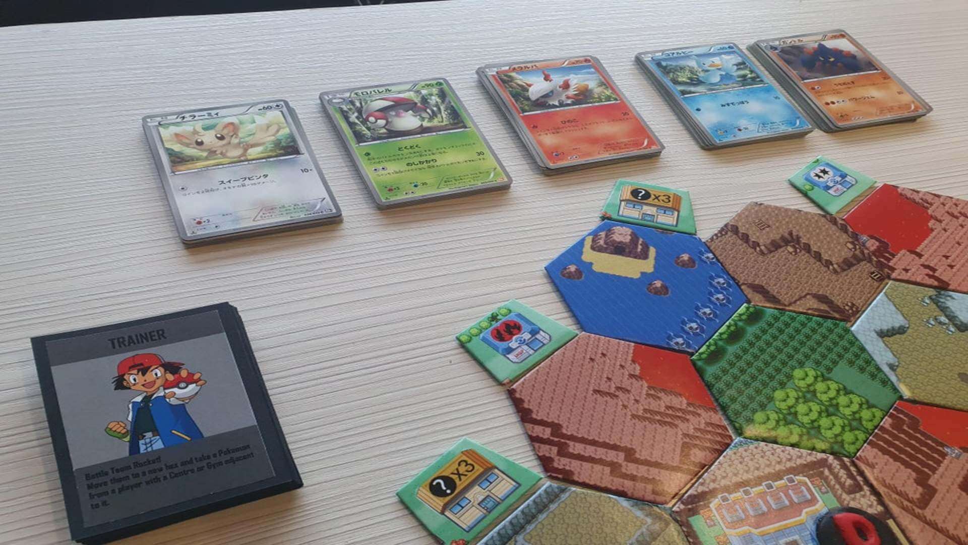 A closer look at the "resources" from the Pokemon Settlers of Catan fan project.
