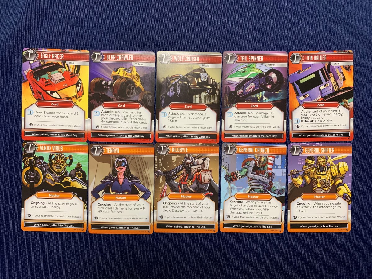 A handful of Zord and Master cards from Power Rangers RPM: Get In Gear.