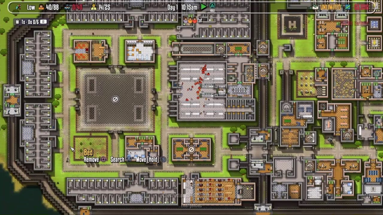 A screenshot from the Prison Architect videogame