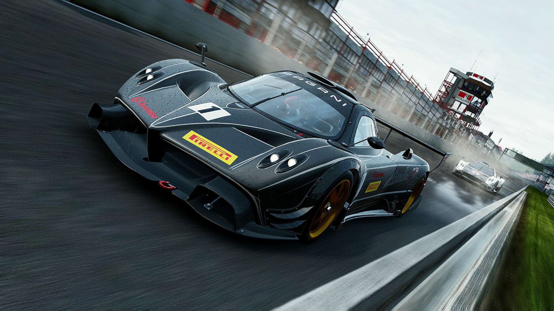 A car racing around the track in Project Cars