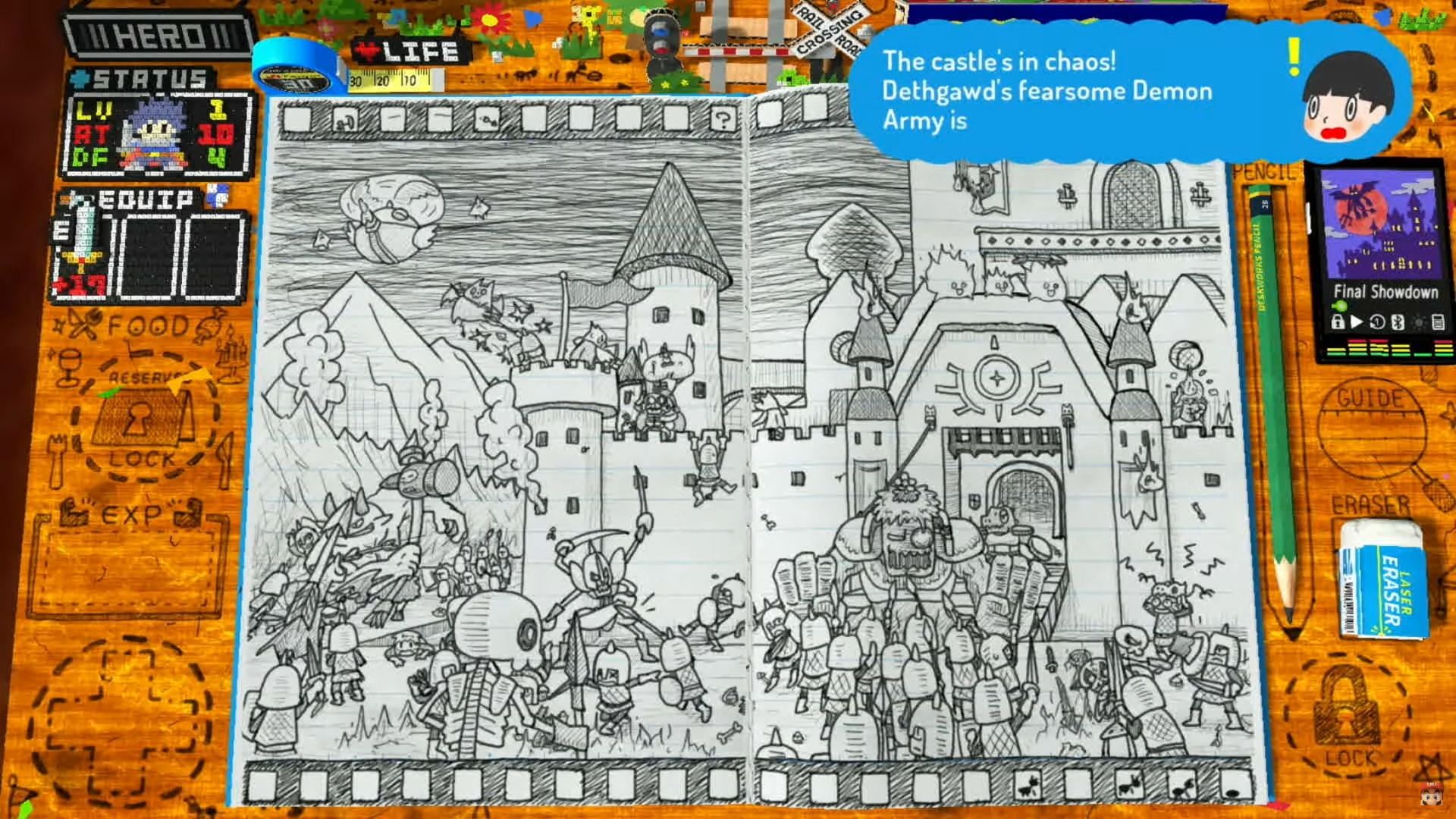 An adorable hand-drawn notebook scene in RPG Time: The Legend of Wright in today's Nintendo Direct Mini