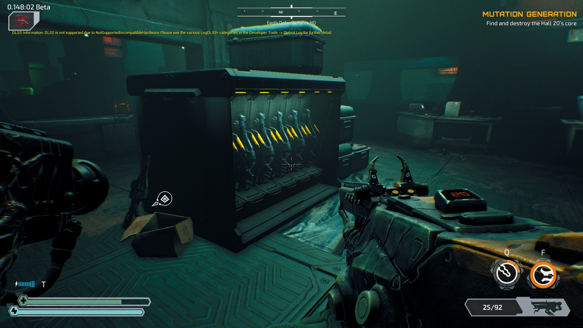 Ripout screenshot showing an abandoned armory stacked full of rifles and other gear. 