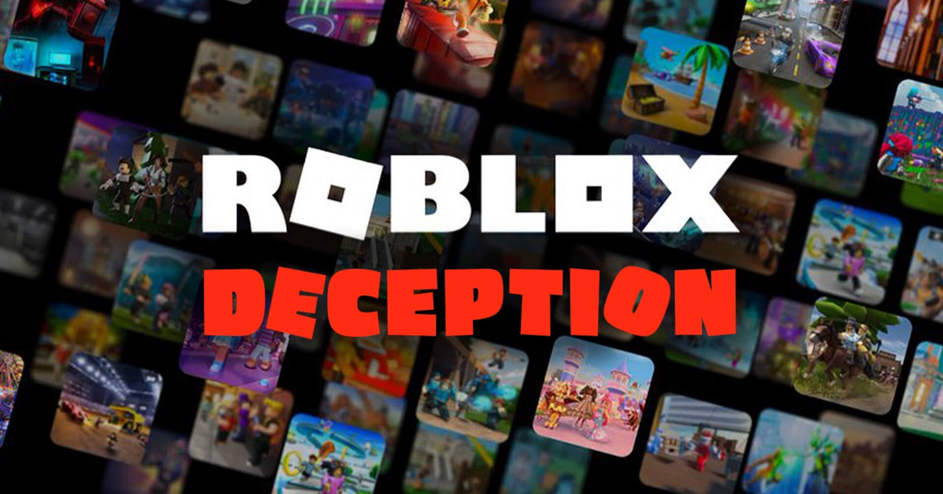 İfadeyi gösteren bir TINA resmi "Roblox Aldatmacası" oyunun dünyalarının arka planına karşı