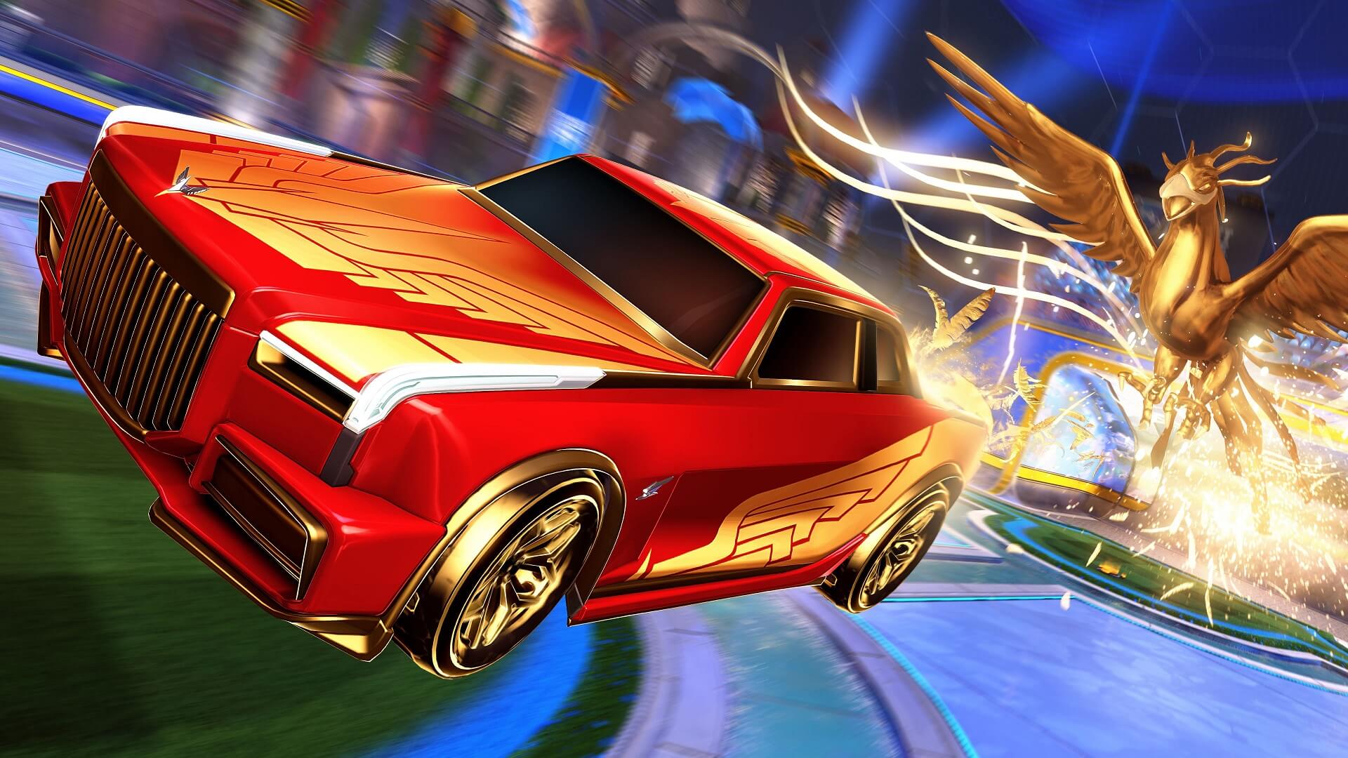 A car shooting forward in Rocket League, which will be the sole game at this year's Xbox Gaming for Inclusion event