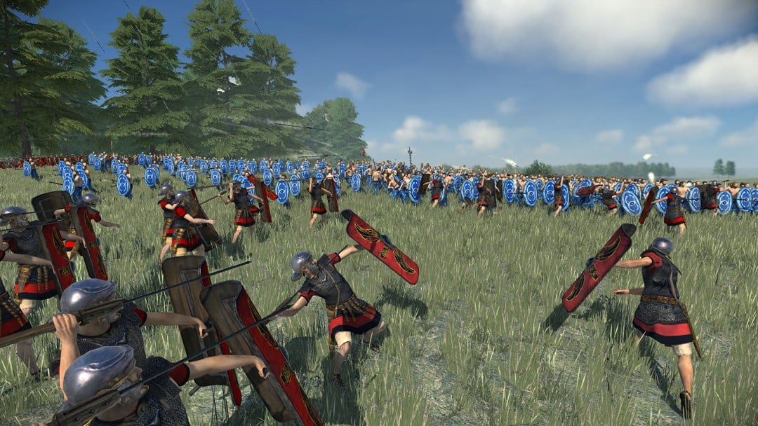 Two armies facing off in Rome Total War