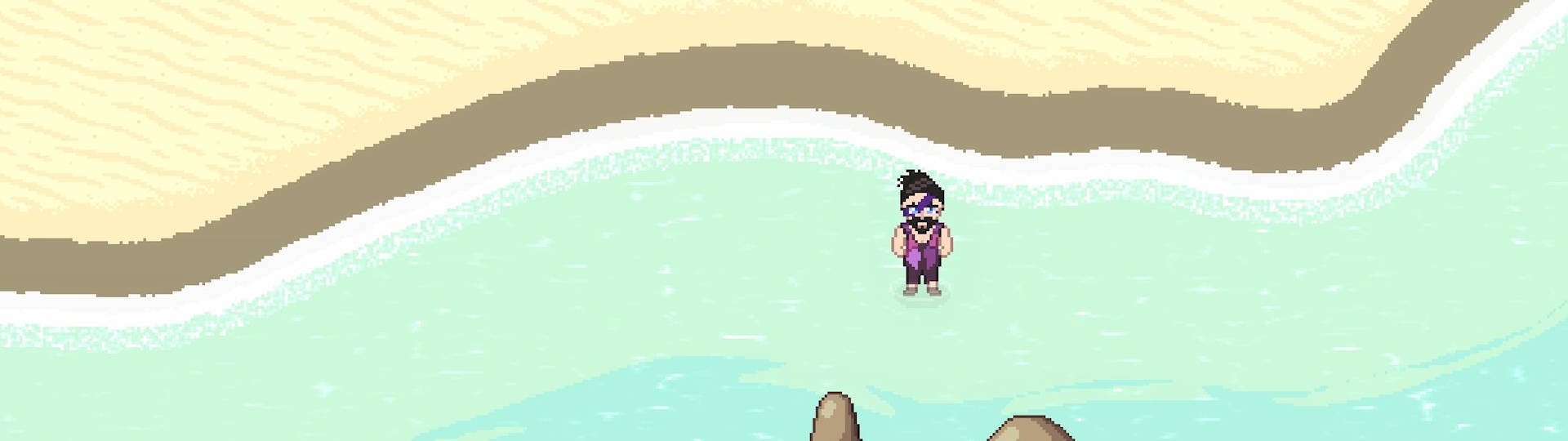 Roots of Pacha Fishing Guide - Fish List Player Character Standing by the Ocean Shore