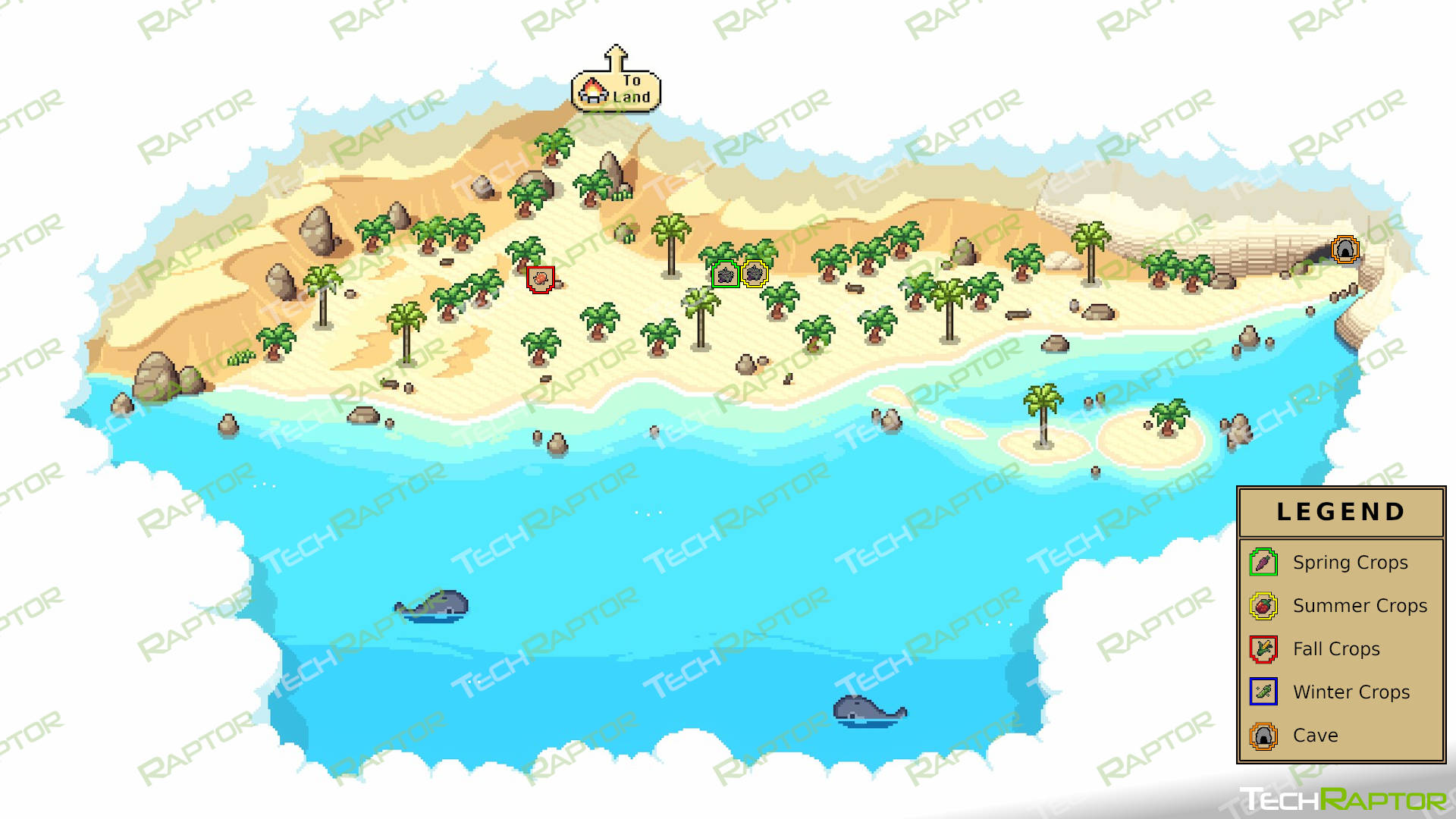 Roots of Pacha Map and Locations Guide - Beach Map with Seed Icons 2