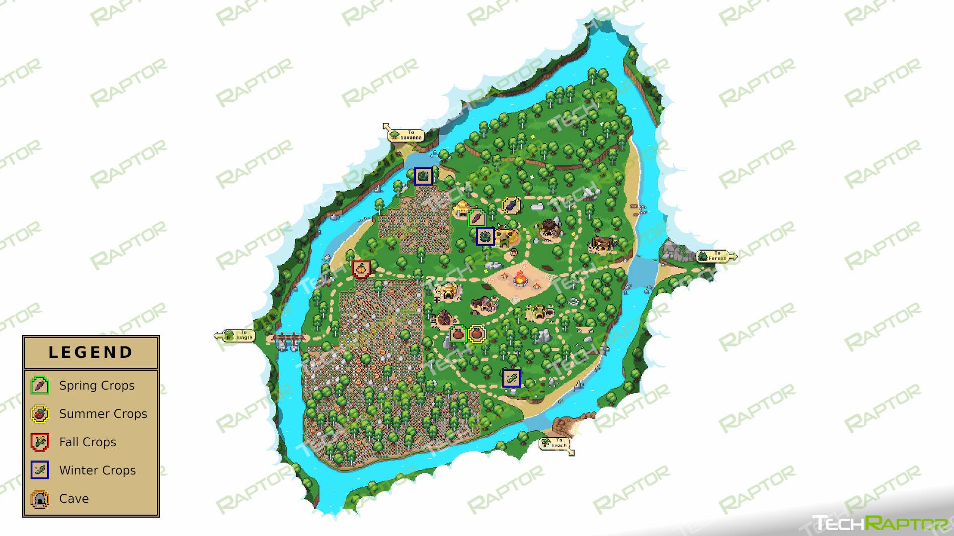 Roots of Pacha Map and Locations Guide - The Land Map The Village Map with Seed Icons 3