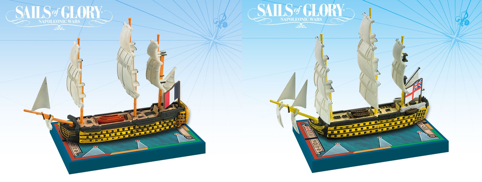Sails of Glory Orient and HMS Victory.