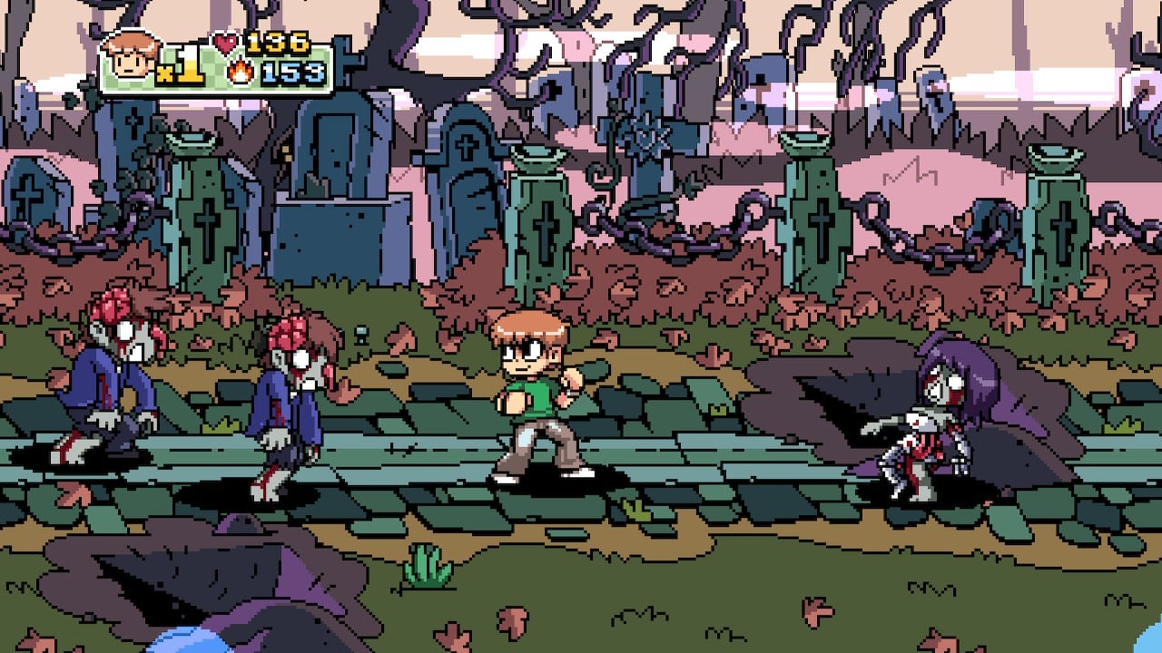 Scott Pilgrim surrounded by zombies