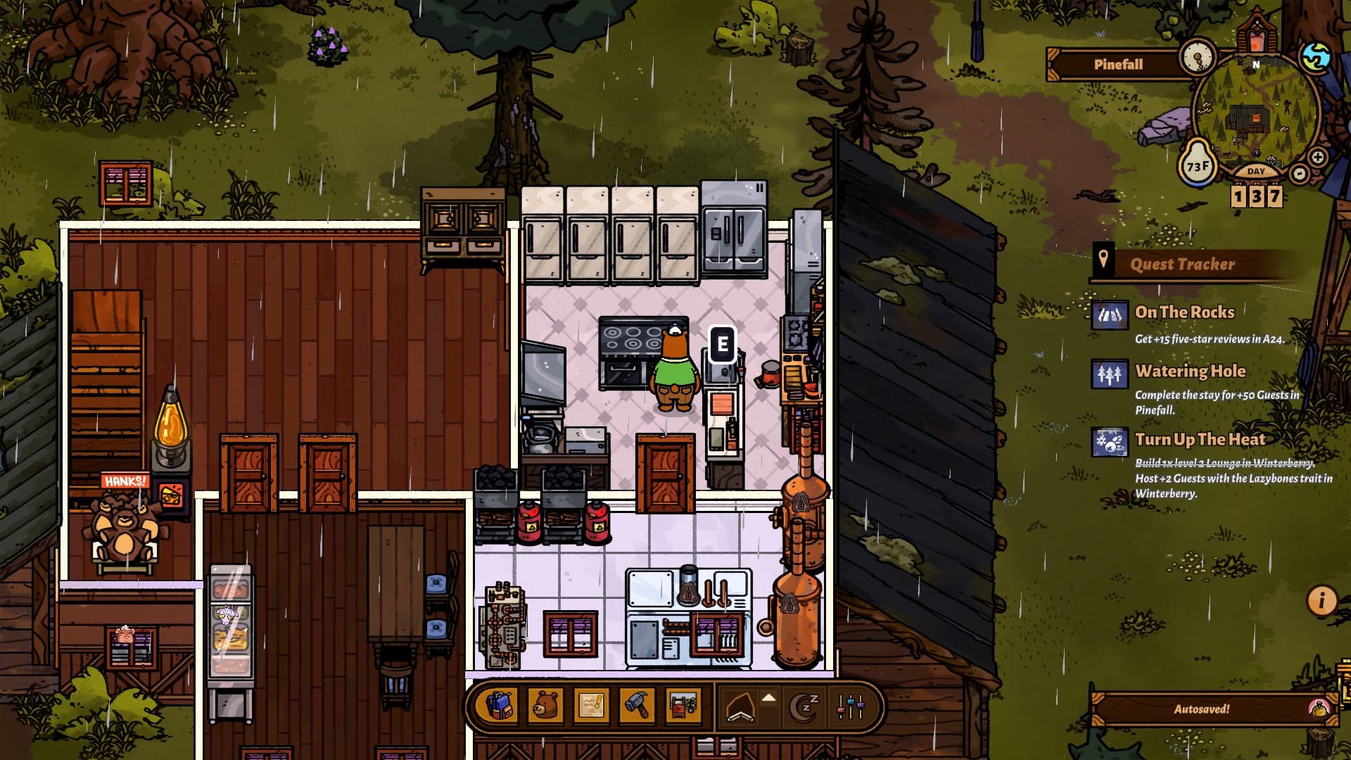 Bear and Breakfast Cooking Guide, screenshot of a huge kitchen in BnB