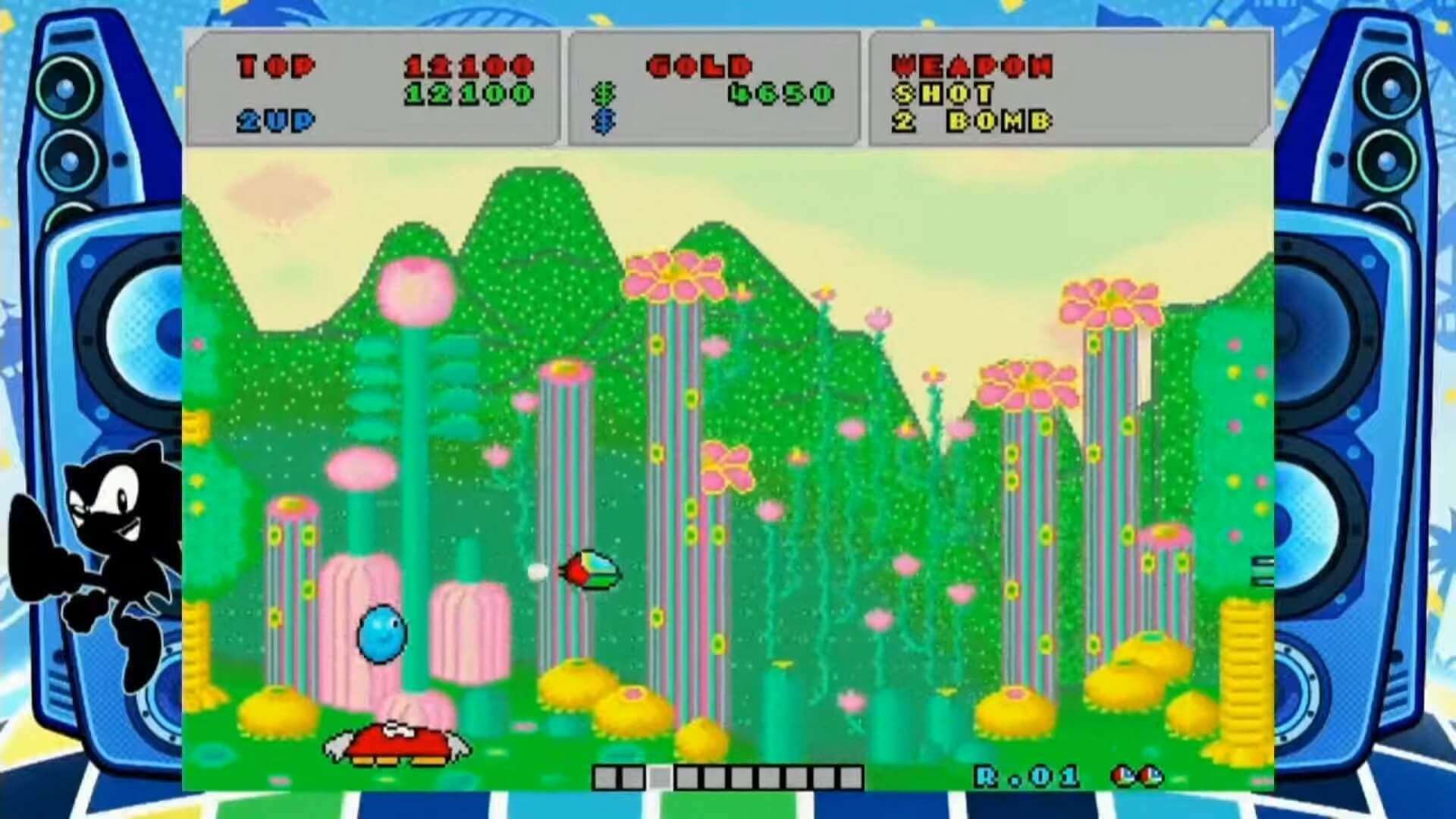 Fantasy Zone, a game on the new Sega Mega Drive Mini 2