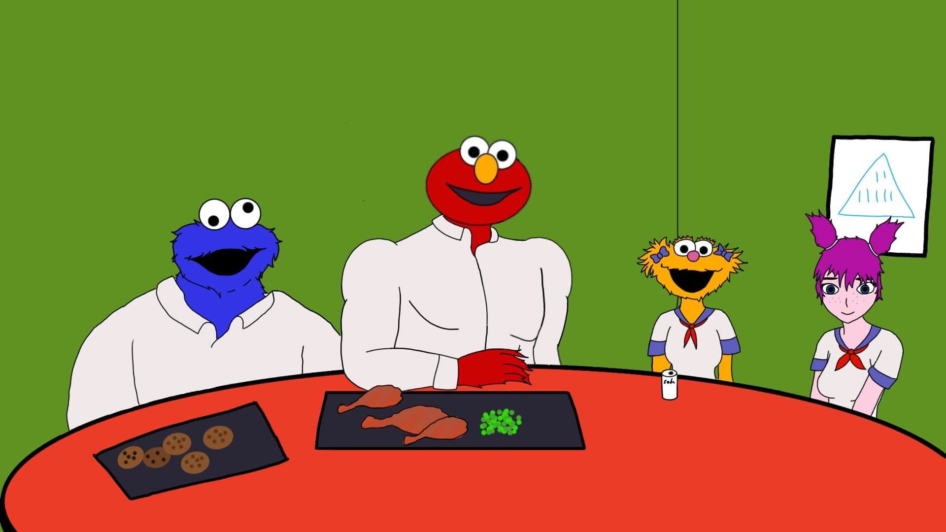 Four of the available bachelors and bachelorettes in Sesame Street Dating Sim.