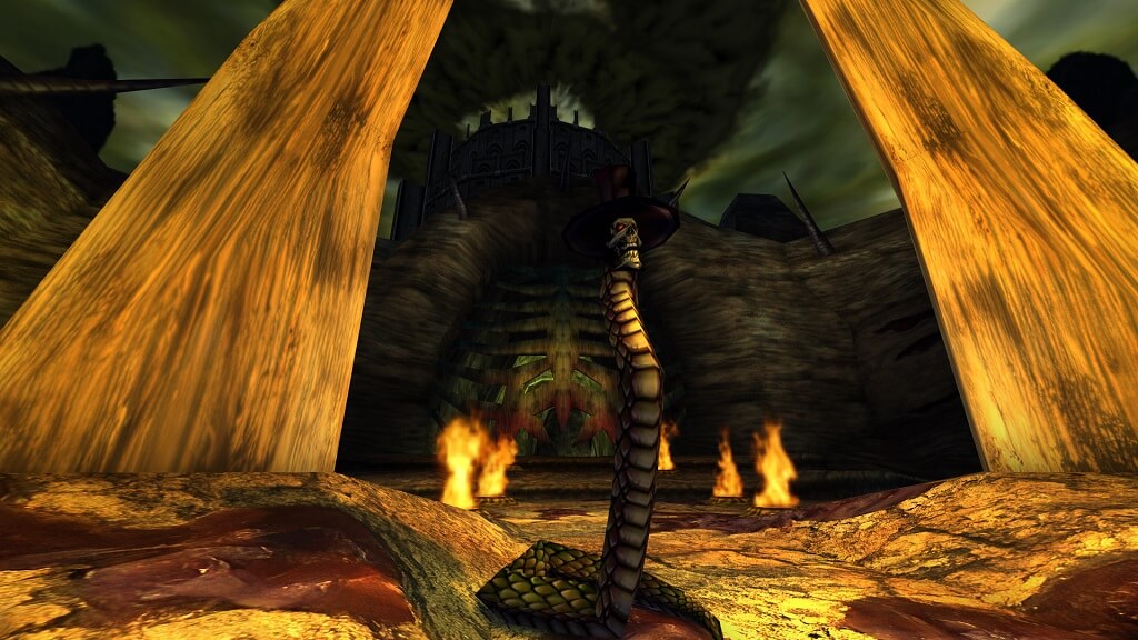 A snake wearing a top hat in Shadow Man: Remastered
