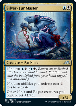 Card art for the Silver Fur Master from Kamigawa Neon Dynasty