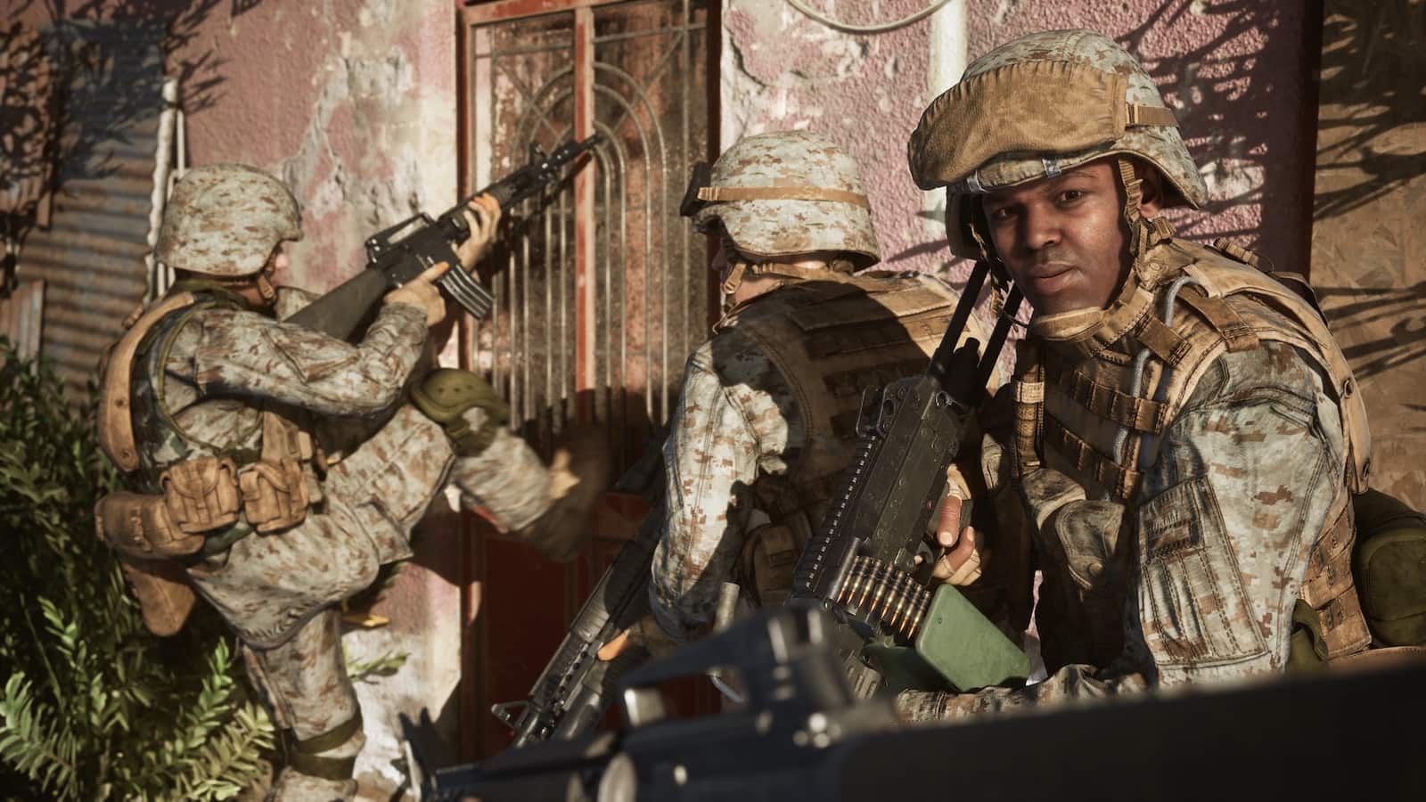 Soldier's breaking down a door in Six Days in Fallujah