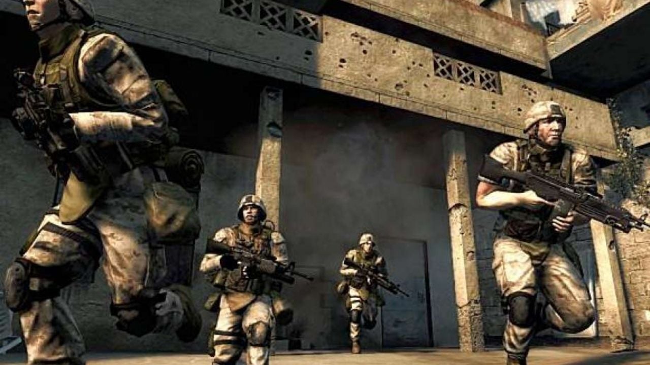 Soldier's run from a building in the 2009 version of Six Days in Fallujah
