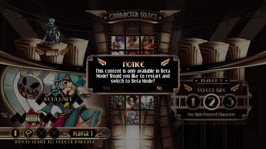 New Skullgirls fighter Annie will initially only be available via the beta mode