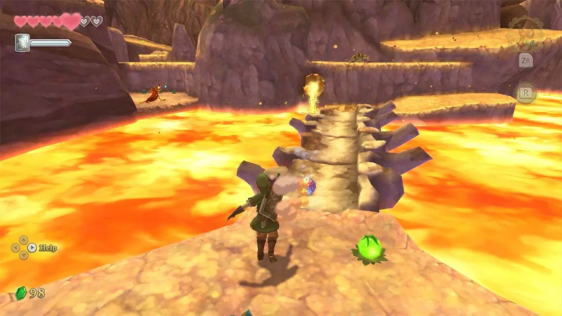 Link running through a volcano in Skyward Sword HD