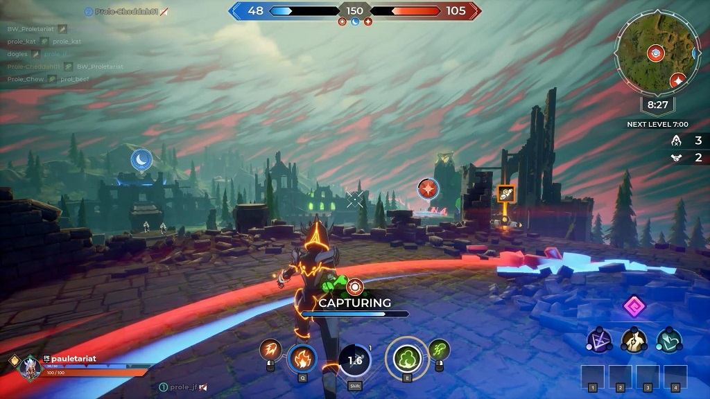 A player capturing a Zone in the new Spellbreak gameplay mode, Dominion