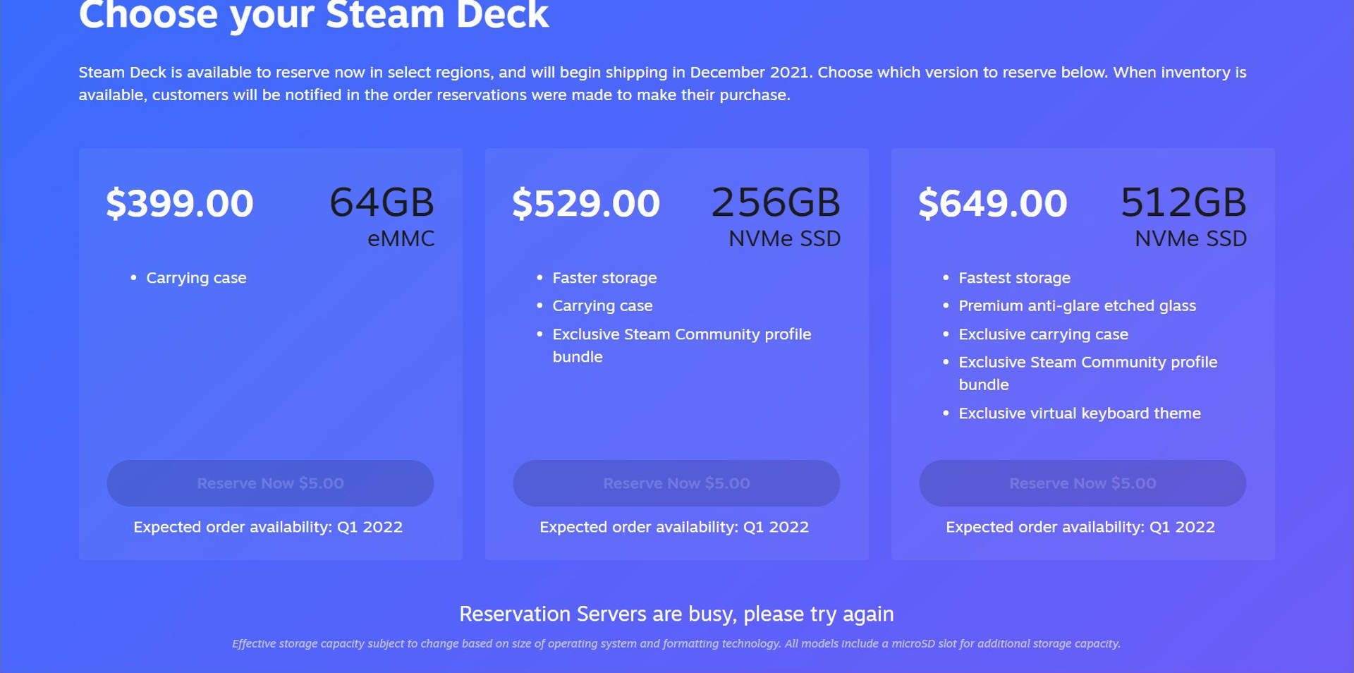 Steam Deck reservations sold out message Michael Kan Twitter
